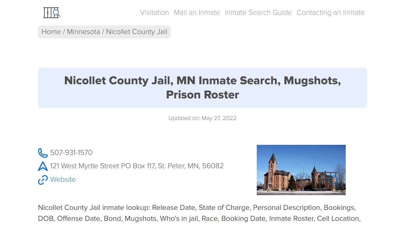 Nicollet County Jail, MN Inmate Search, Mugshots, Prison ...
