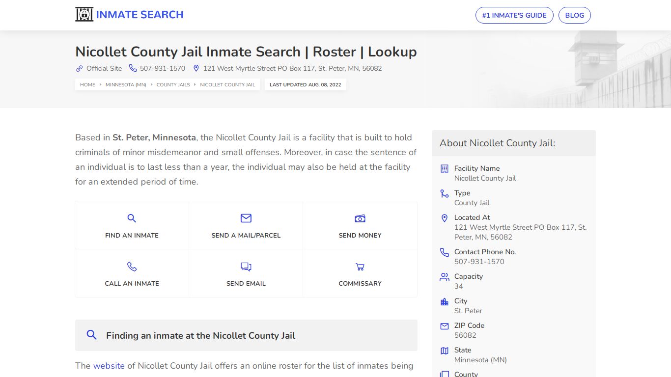 Nicollet County Jail Inmate Search | Roster | Lookup