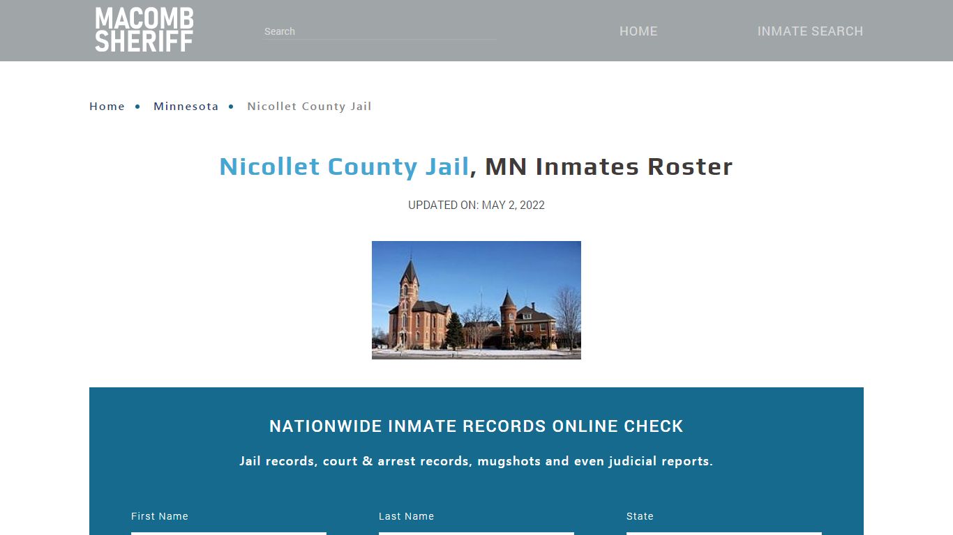 Nicollet County Jail, MN Jail Roster, Name Search
