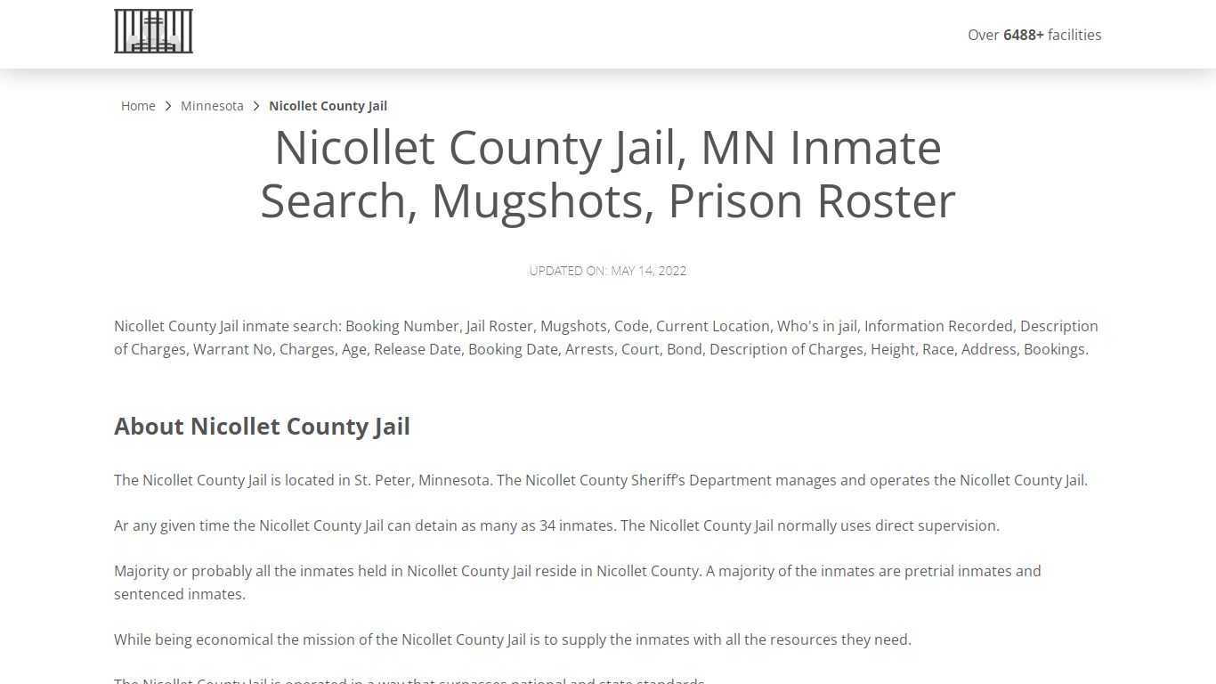 Nicollet County Jail, MN Inmate Search, Mugshots, Prison ...